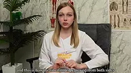 Blonde petite beauty teaches cunnilingus licking pussy outdoor roleplay tease