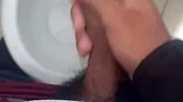 day 6: stroking my huge cock in the bathroom again