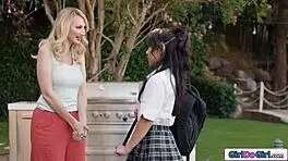 Busty beauty stares at wet panties before steamy move unfolds