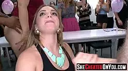 Young 19-Year-Old Girl Sucks Cocks at CFNM Femdom Night Club Orgy Party