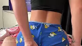 Horny young slut dances then rides huge cock cowgirl style wildly