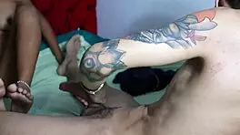 hot latina virgin watches porn as muscular guy bends her over for first ride