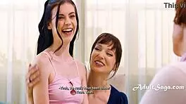 lexi luna rides bella nova's strapon while handling that social worker call