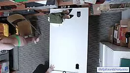 STRIPTEAL SHOPLIFTER REDHEAD RIPS CLOTHES FOR BIG COCK BLOWJOB BENT OVER DOGGY!