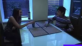 beautiful brunette college amateur elizabeth first time homemade tits fuck with art roommate kitchen dorm