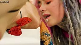 Anuskatzz and Stacy Bloom's Halloween anal toy lesbian licking frenzy