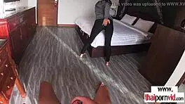 petite inked thai teen tests hotel bed with big cock pov pounding