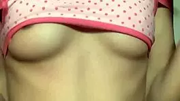 tiny 18+ flaunts puffy pussy and small tits in panties