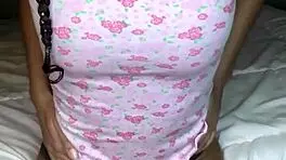 tiny 18+ flaunts puffy pussy and small tits in panties