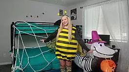 Thick blonde Kallie Taylor rocks Halloween sex BTS!
