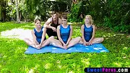 super flexible gymnasts tremble with ecstatic lust in their intense training