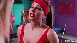 Fit milfs share young pussy workout in gym with intense licking