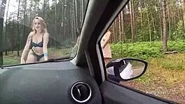 forest pickup turns three redhead lesbians into public masturbators