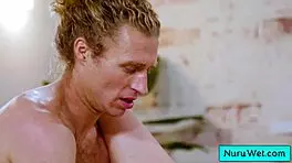 brunette masseuse sophia burns fucked hard in nuru session