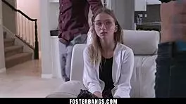 foster girl chats up her folks for a wild threesome romp on tape 😏