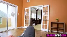 Cute Glasses Girl Deepthroats Older Guy's Big Cock!