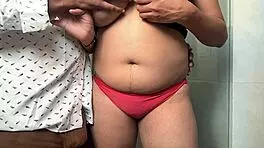 curvy indian babe enjoys steamy bathroom sex with older lover