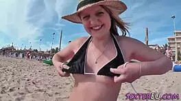 european petite teen facial after outdoor handjob footjob