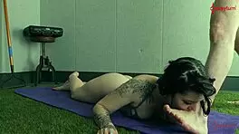 slave worships master's toes before garage rough anal destruction 😈🍑