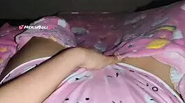 sexy latina college babe fingers shaved wet pussy before university class