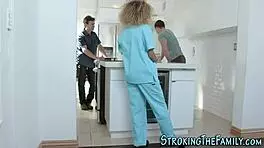 Black teen rides cougar's big cock after sloppy blowjob!