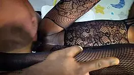 Slim beauty surrenders to tailor's intimate charms completely