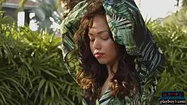 Tiny Asian Kit Rysha strips petite tits ass outdoors pre boob job