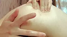 russian brunette in stockings deepthroats dildo dirty talks and fingers wet pussy ass closeup