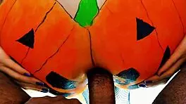 Blonde Trades Candy for Thick Black Cock on Halloween Night