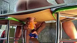 BDSM oiled handjob milks every drop of cum