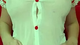 Pretty blonde teases huge tits in see-through dress close-up amateur