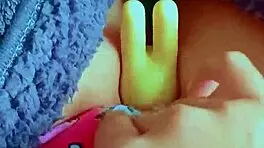 tiny latina coed squirms orgasming from first huge vibrator wet pussy play