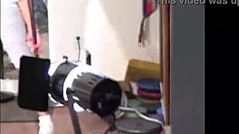 maria shadoes flexes redhead milf curves in gym bts