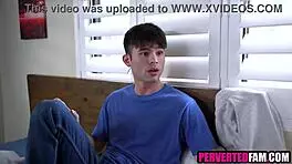 brunette milf gently guides young guy's first time into her shaved wet pussy