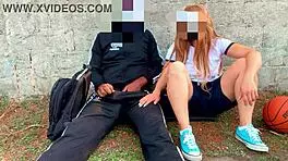 brazilian college student flashes and fucks professor in abandoned house