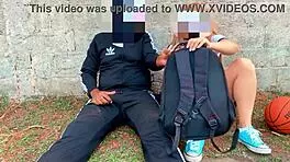 brazilian college student flashes and fucks professor in abandoned house