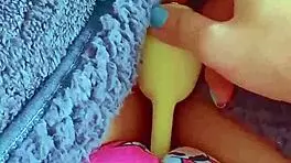 tiny latina coed squirms orgasming from first huge vibrator wet pussy play