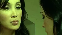 Lesbian boss fingers and licks big tits secretary's wet pussy