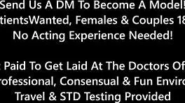 doctor pounds brooklyn rossi's shaved pussy missionary gloves on cums deep four times backstage cum blast