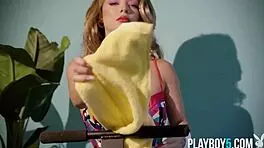 aubrey destremps big ass blonde strips during softcore workout tease