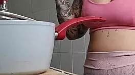 calling neighbor for lunch in shorts splitting my swollen pussy