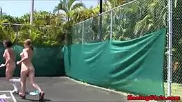 eat her pussy now on this tennis court girls!