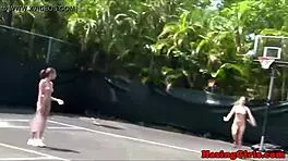 eat her pussy now on this tennis court girls!