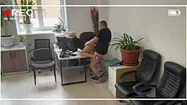 Boss fucks office slut hard on desk right now