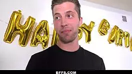 Hot Girlfriend Surprises Man with Foursome Orgy on Sofa