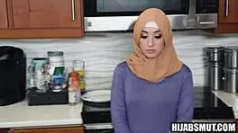 Muslim maid sucks big cock then pussy hardcore fucked by owner for stealing