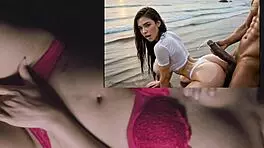 beach party petite friends rip clothes for bbc triple blowjob and masturbation frenzy