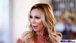 hot women lick shaved pussies in steamy lesbian threesome