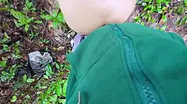 Thai babe bends over in forest for hot doggystyle pounding