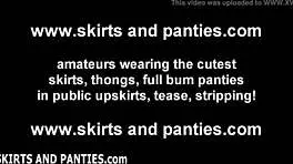 curious euro teen slut vilena teases with upskirt panty flashes in lingerie